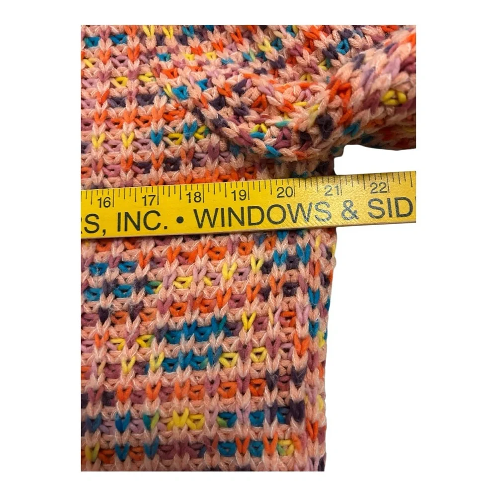 Anthropologie Dear John Womens Pullover Sweater Pink Multi Long Puff Sleeve Lrg